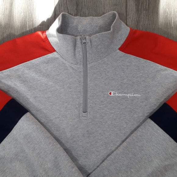 Champion Quarter Zip color block gray sweatshirt - Picture 4 of 16